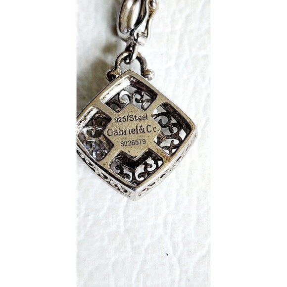 Gabriel and Co. Sterling 925 Silver/ Steel Dimond Scroll Filigree Square Pendant - Picture 5 of 8